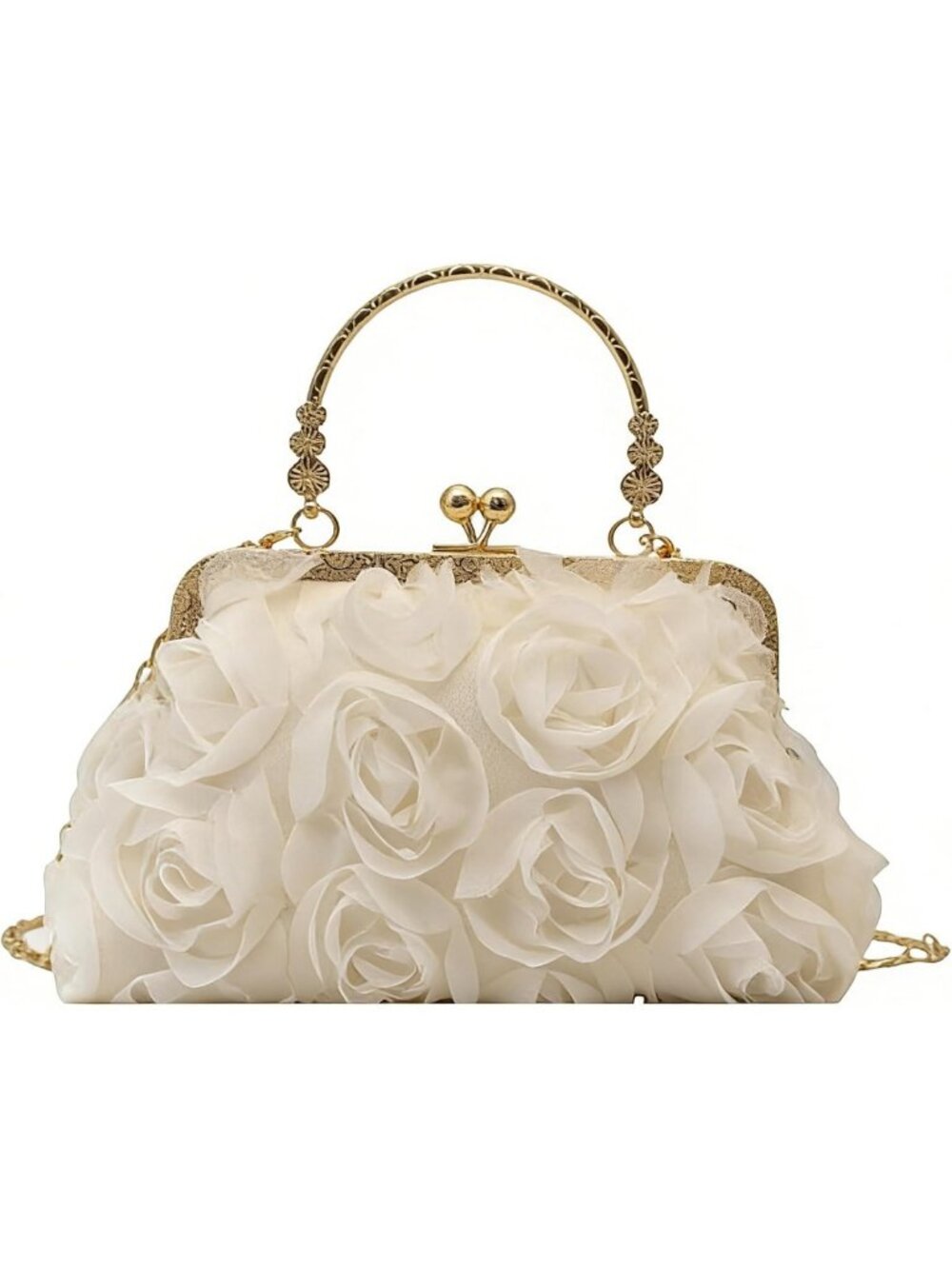 Elegant Floral Clutch Evening Bag | Cute Kiss Lock Flower Purse for Events